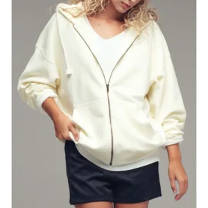Women’s Oversized Zip-Up Hoodie – Off-White