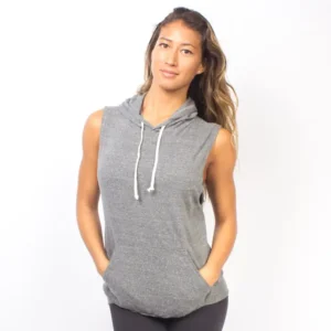 Sleeveless Hoodie – Heather Grey