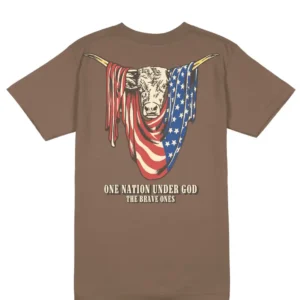 Men’s Patriotic Graphic T-Shirt – “One Nation Under God” Longhorn Design