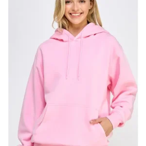 Women’s Solid Pink Pullover Hoodie