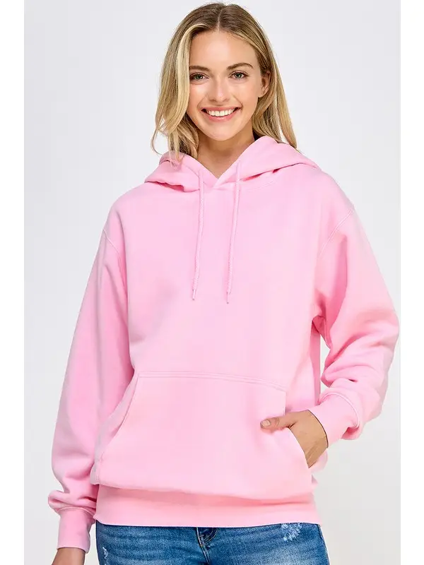 Women’s Solid Pink Pullover Hoodie