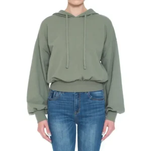 Women’s Cropped Olive Green Hoodie