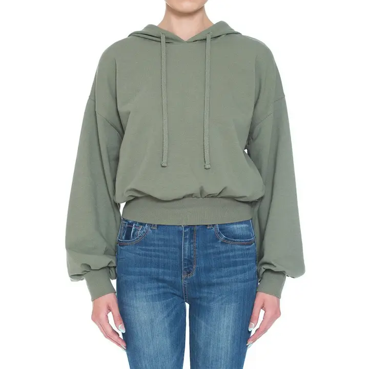 Women’s Cropped Olive Green Hoodie