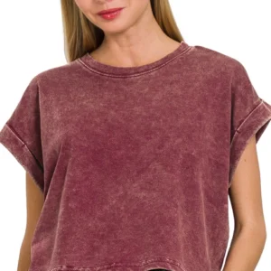 Women's Acid-Wash Cropped Tee (MOQ 20 pieces)