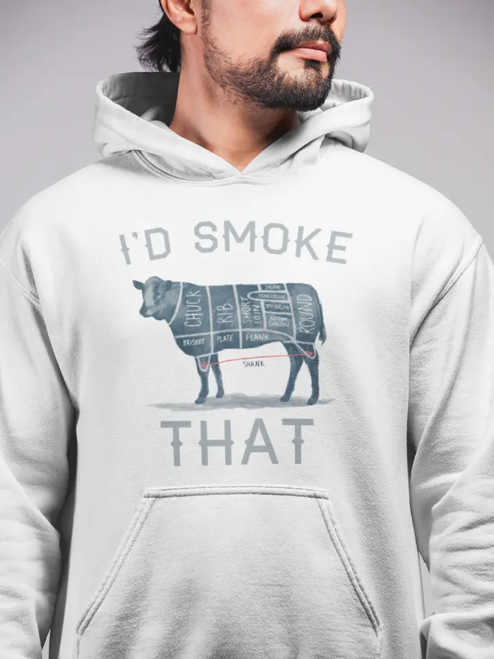 Men’s BBQ Hoodie – “I’d Smoke That” Graphic
