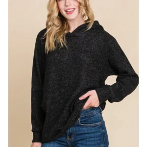 Women’s Cozy Pullover Hoodie – Black Heather
