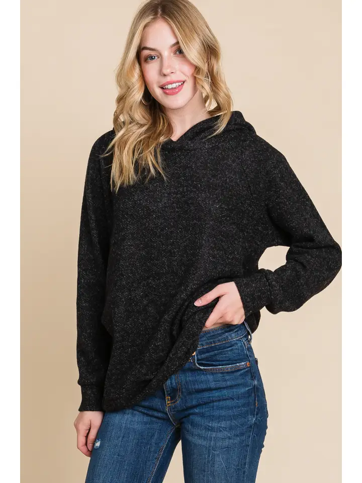 Women’s Cozy Pullover Hoodie – Black Heather
