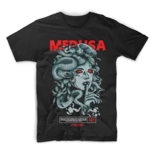 Men’s Gothic Graphic T-Shirt – Medusa Snake Queen Print