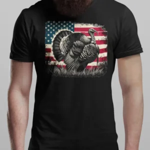 Men’s Patriotic Graphic T-Shirt – “American Flag & Turkey” Heritage Design