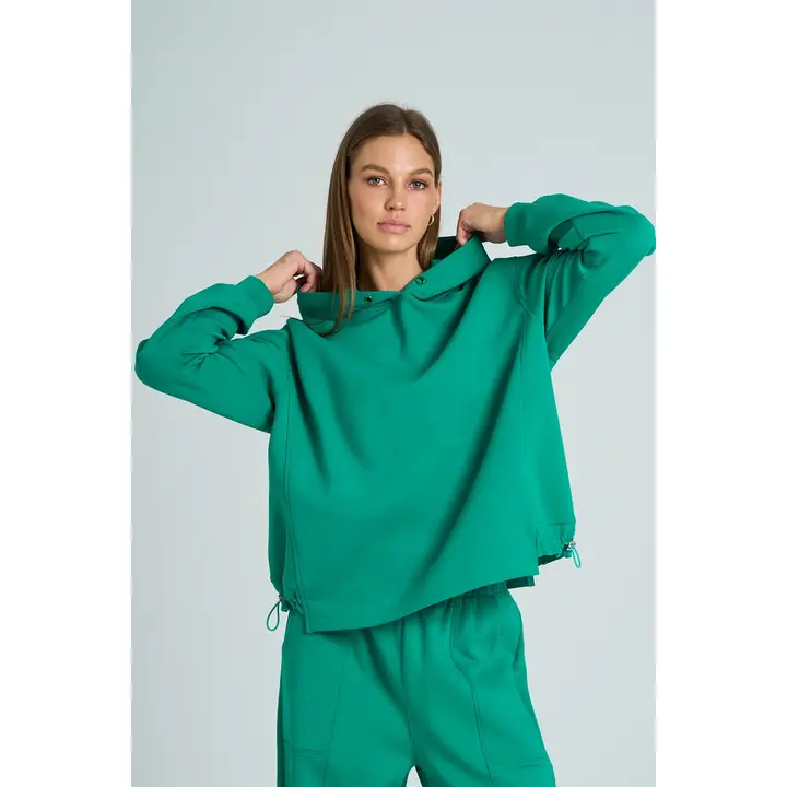 Women’s Oversized Green Hoodie with Adjustable Hem