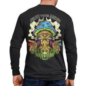 Men’s Psychedelic Long Sleeve T-Shirt – Free Your Mind Print